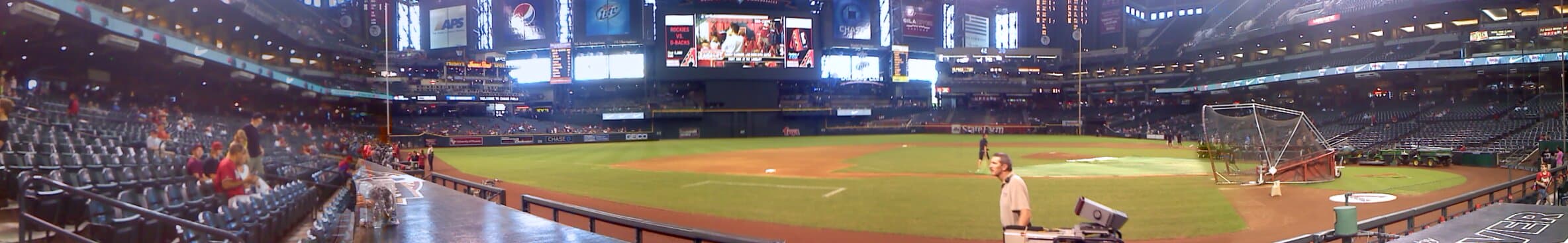 Chase Field during a night game, home of the Arizona Diamondbacks in downtown Phoenix