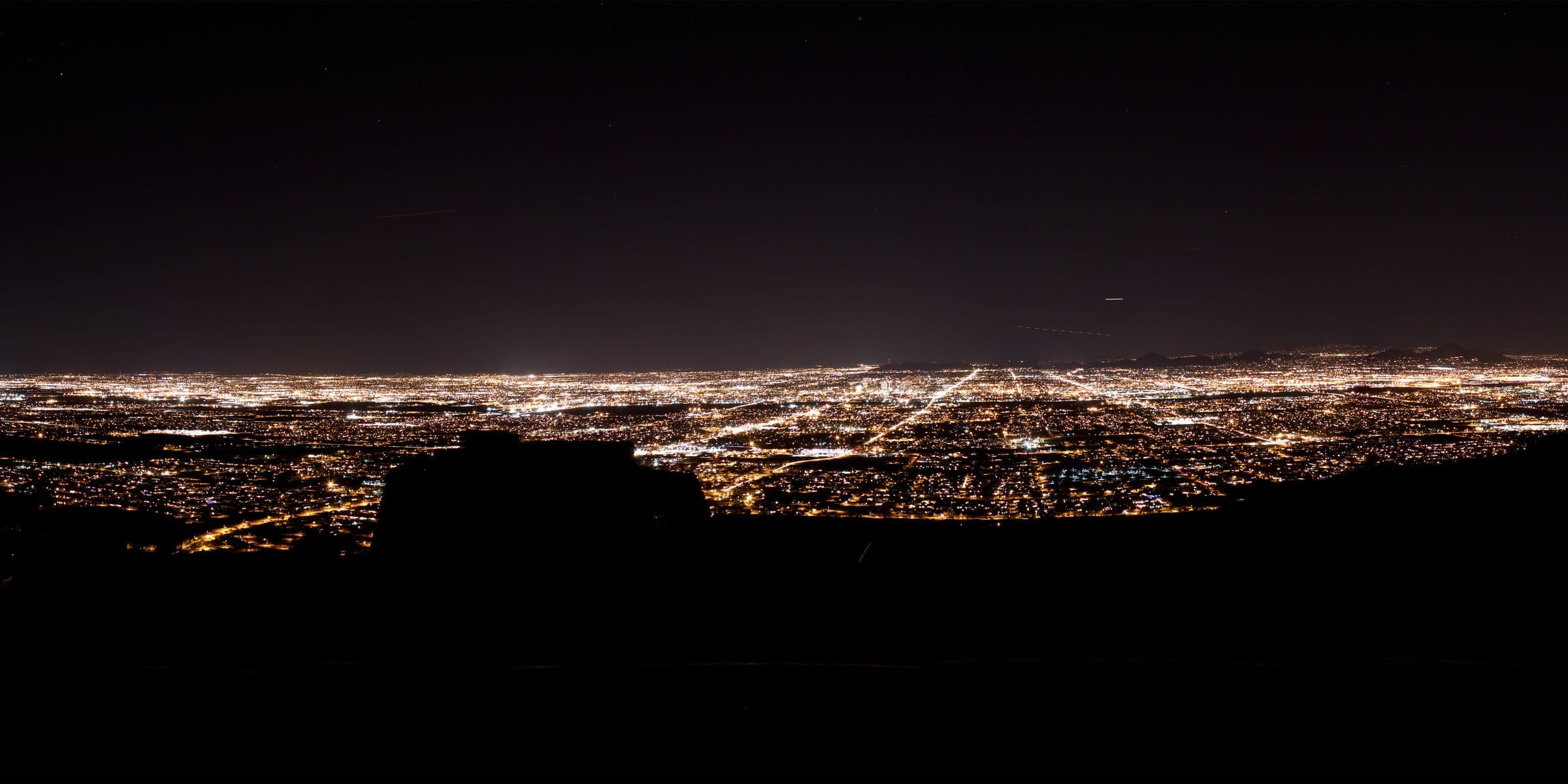 Phoenix city skyline photographed from South Mountain at night, Maricopa County Arizona